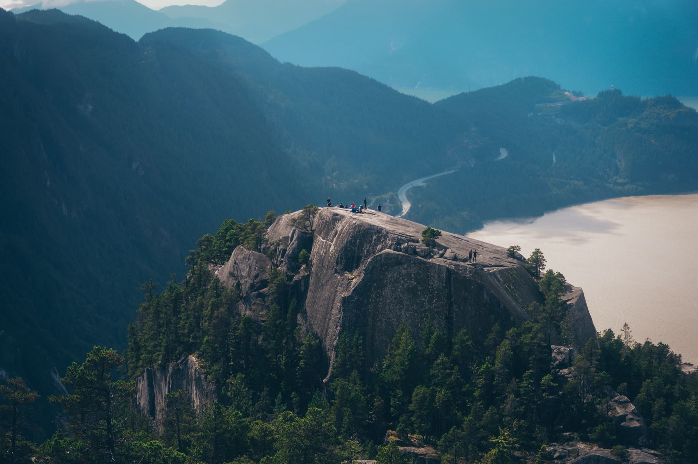 The Stawamus Chief rising above Howe Sound near Squamish